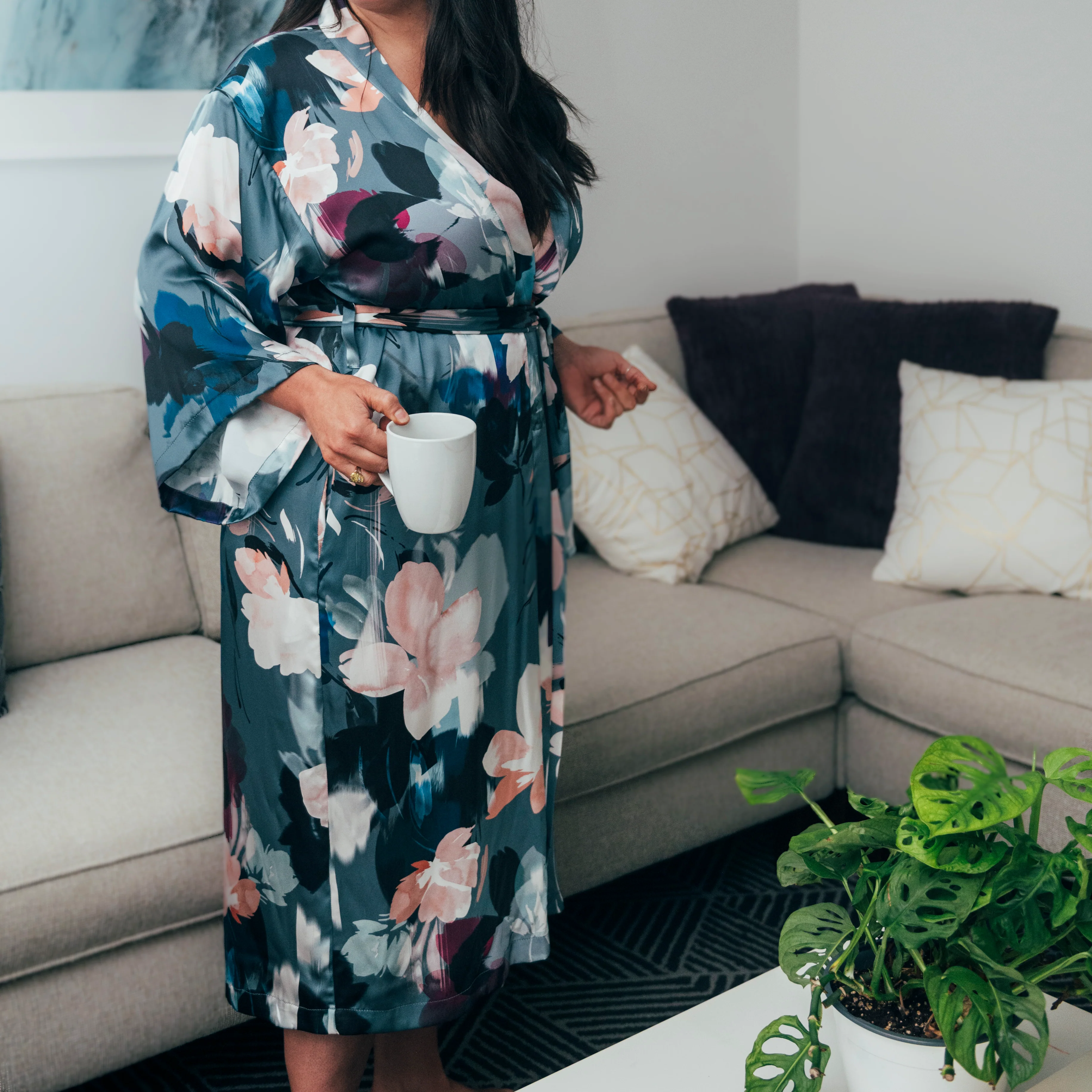 Silver Lining Long Kimono Robe - Image 3